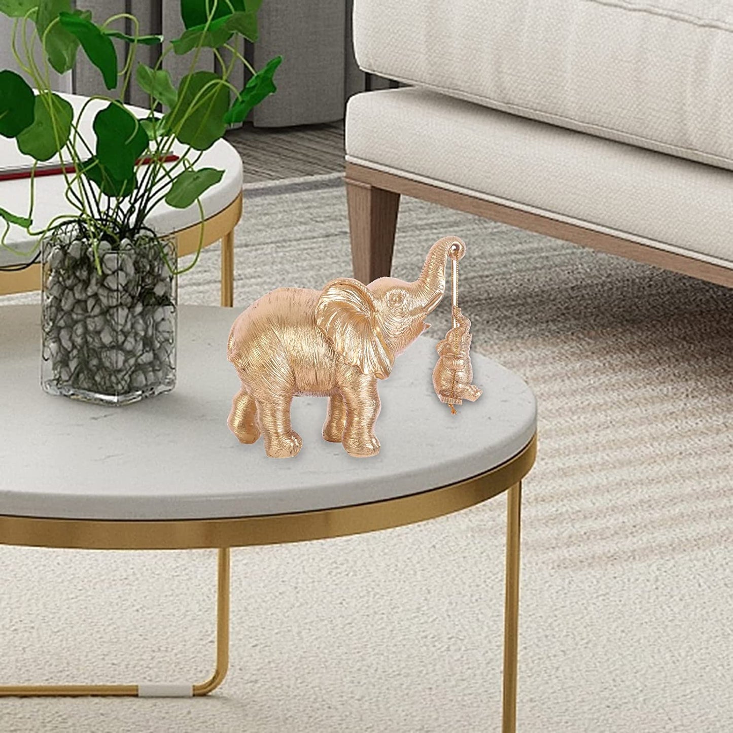 Cute Elephant Statue Cool Gold Elephant Brings Good Luck, Health, Strength Decorations for Home, Office, Shelf, Living Room