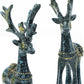2PCS Reindeer Figurines,Nordic Modern Style Resin Sitting and Standing Deer Statue Decorations for Office Bedroom Family Living Room (Blue)