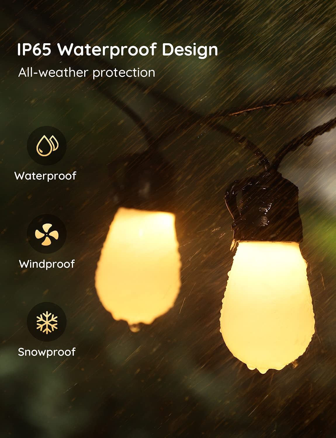 Smart Outdoor String Lights, 96Ft App Control Lights with 6 Scene Modes, IP65 Waterproof Shatterproof Patio Lights with 30 Dimmable Warm White LED Bulbs for for Balcony, Backyard, Party