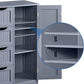 Bathroom Floor Cabinet, Freestanding Storage Oragnizer Unit Kitchen Cupboard W/ 4 Drawers & Adjustable Shelves, Using for Living Room/Kitchen/Bathroom, Gray