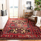 Vintage Hamadan Collection 4' X 6' Red / Multi VTH213A Oriental Traditional Persian Non-Shedding Living Room Bedroom Accent Rug