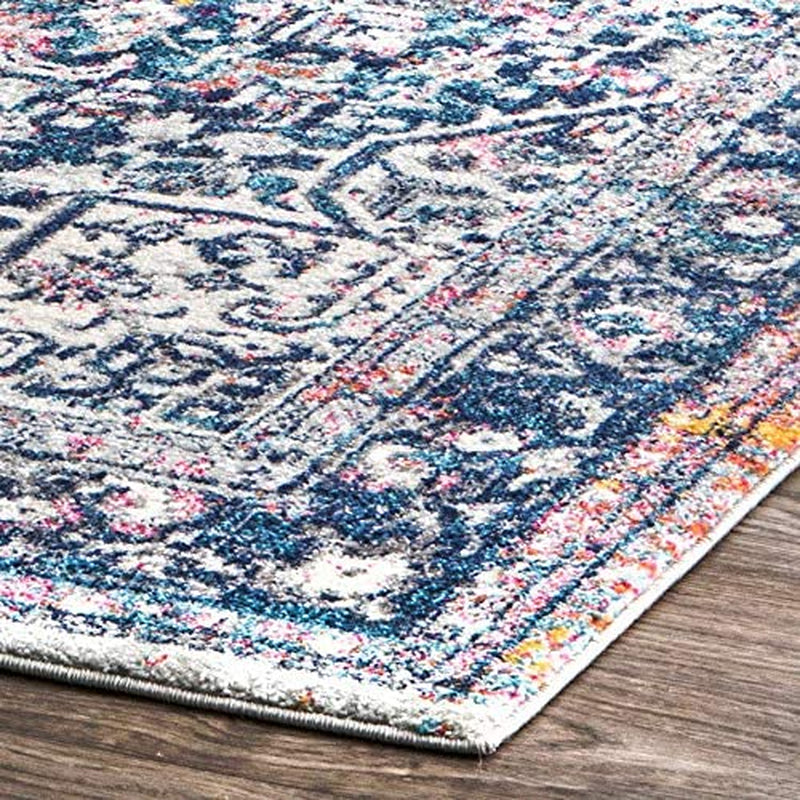 Lilah Medallion Vintage Area Rug, 5' X 7' 5", Blue