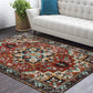 Collection Traditional Oriental Area Rug - 3’ X 5’ Faux Wool Non-Slip Area Rug Accent Distressed Throw Rugs Floor Carpet for Living Room Bedrooms Laundry Room Decor (3’ X 5’, Red)