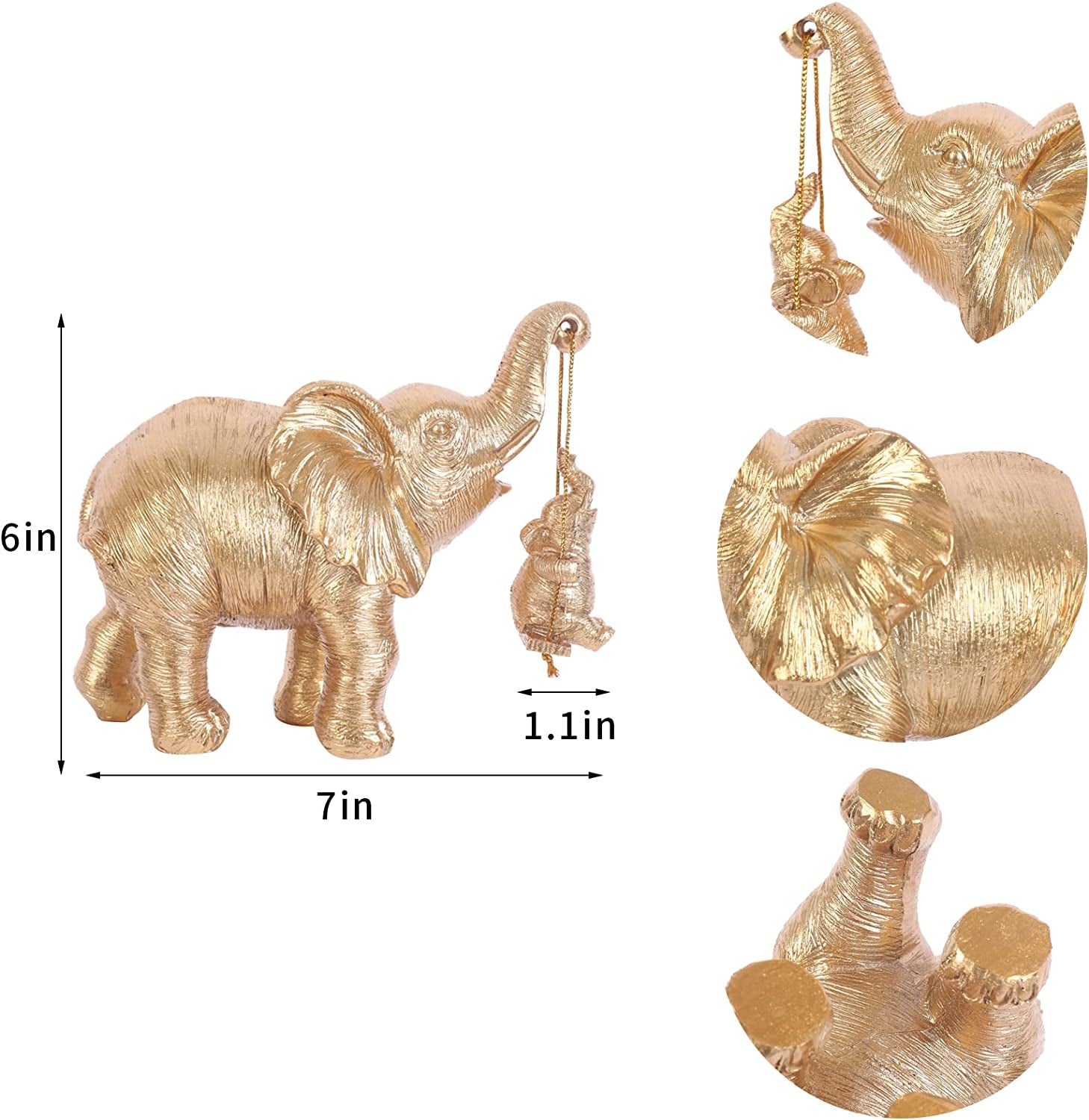 Cute Elephant Statue Cool Gold Elephant Brings Good Luck, Health, Strength Decorations for Home, Office, Shelf, Living Room