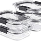 8-Piece Brilliance Glass Food Storage Containers with Lids for Lunch, Meal Prep, and Leftovers, Dishwasher and Oven Safe, Clear/Grey