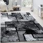 Area Rug Modern Abstract Paint Effect in Black Grey for Living-Room, Size: 3'11" X 5'7"