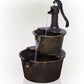 27" Tall 2-Tier Barrel and Pump Waterfall Fountain, Bronze Finish