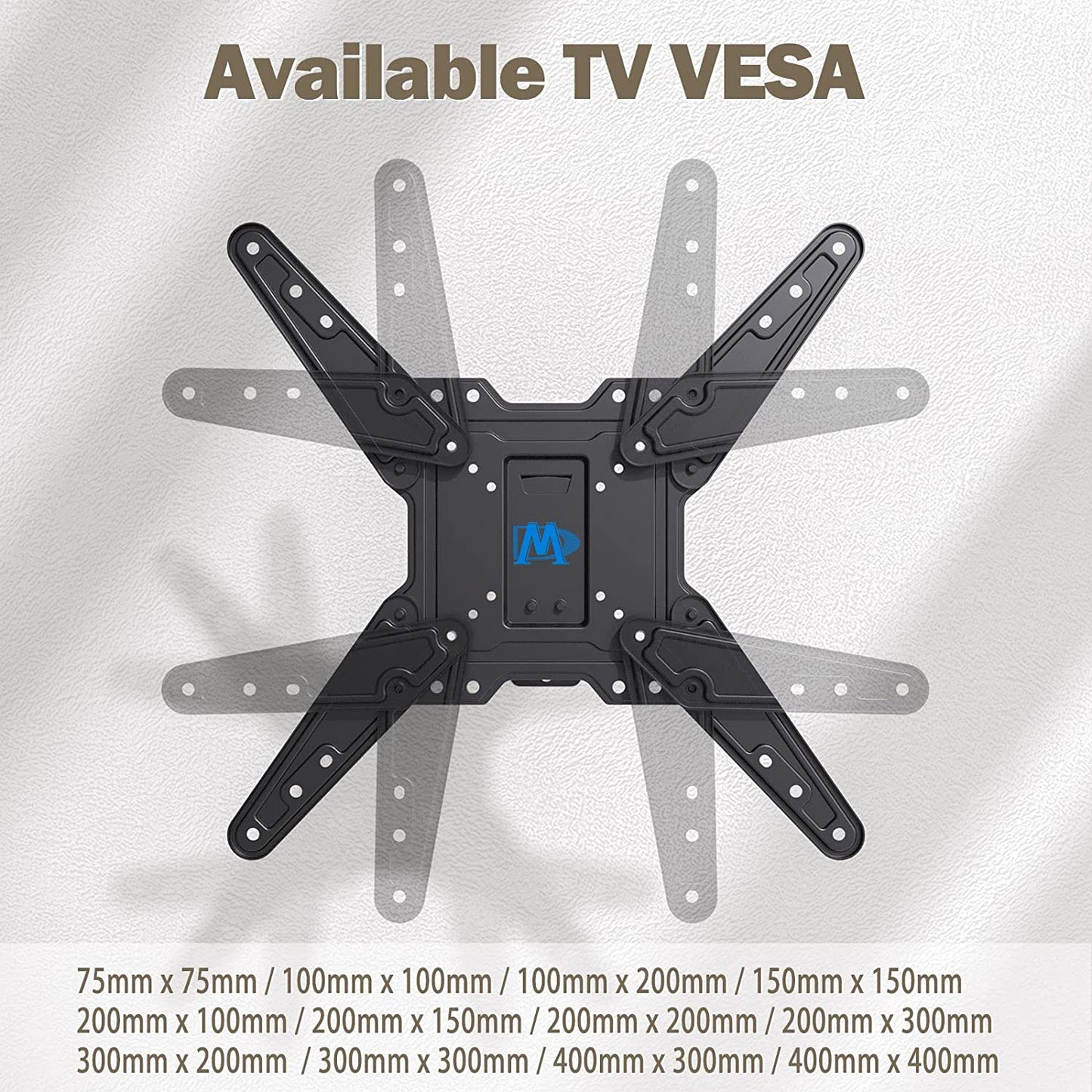 TV Wall Mount for Most 26-55 Inch Tvs, Full Motion TV Mount with Perfect Center Design on Single Stud Articulating Mount Max VESA 400X400Mm up to 77 LBS, Wall Mount TV Bracket MD2413-MX