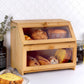 Double Compartment Bread Box - Extra Large Bamboo Bread Box for Kitchen Countertop, with Clear Window, Farmhouse Style Double Layer Bread Storage Bin Holder (Self-Assembly)
