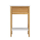 Nightstand with Drawer, End Table with Storage Shelf, Modern Side Sofa Table, Accent Bedside Table with X-Shape Frame for Living Room/Bedroom, White & Natural