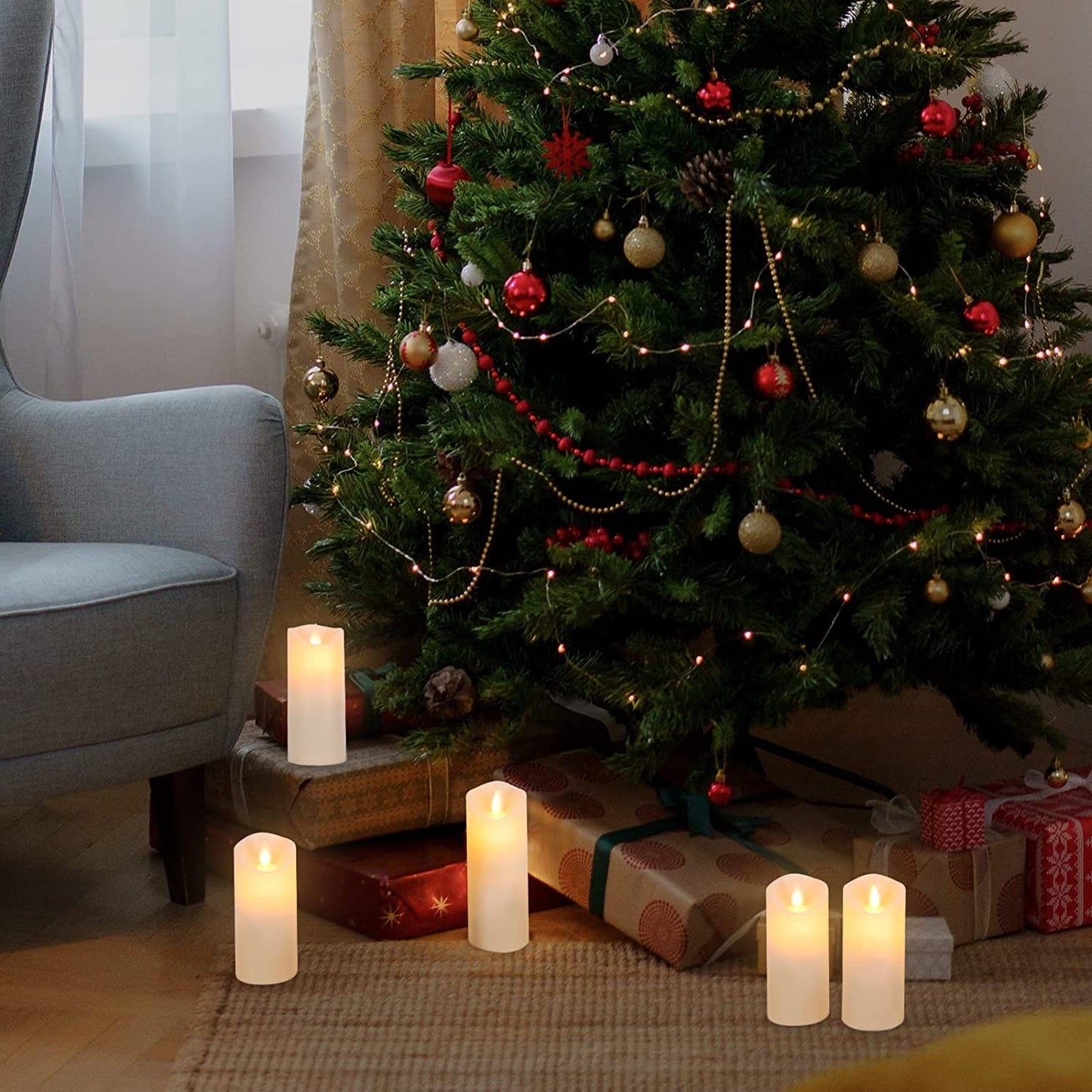 Flickering Flameless Candles with 10-Key Timer Remote, Exquisite Decor Battery Operated Candles Outdoor Heat Resistant with Realistic Moving Wick LED Flames