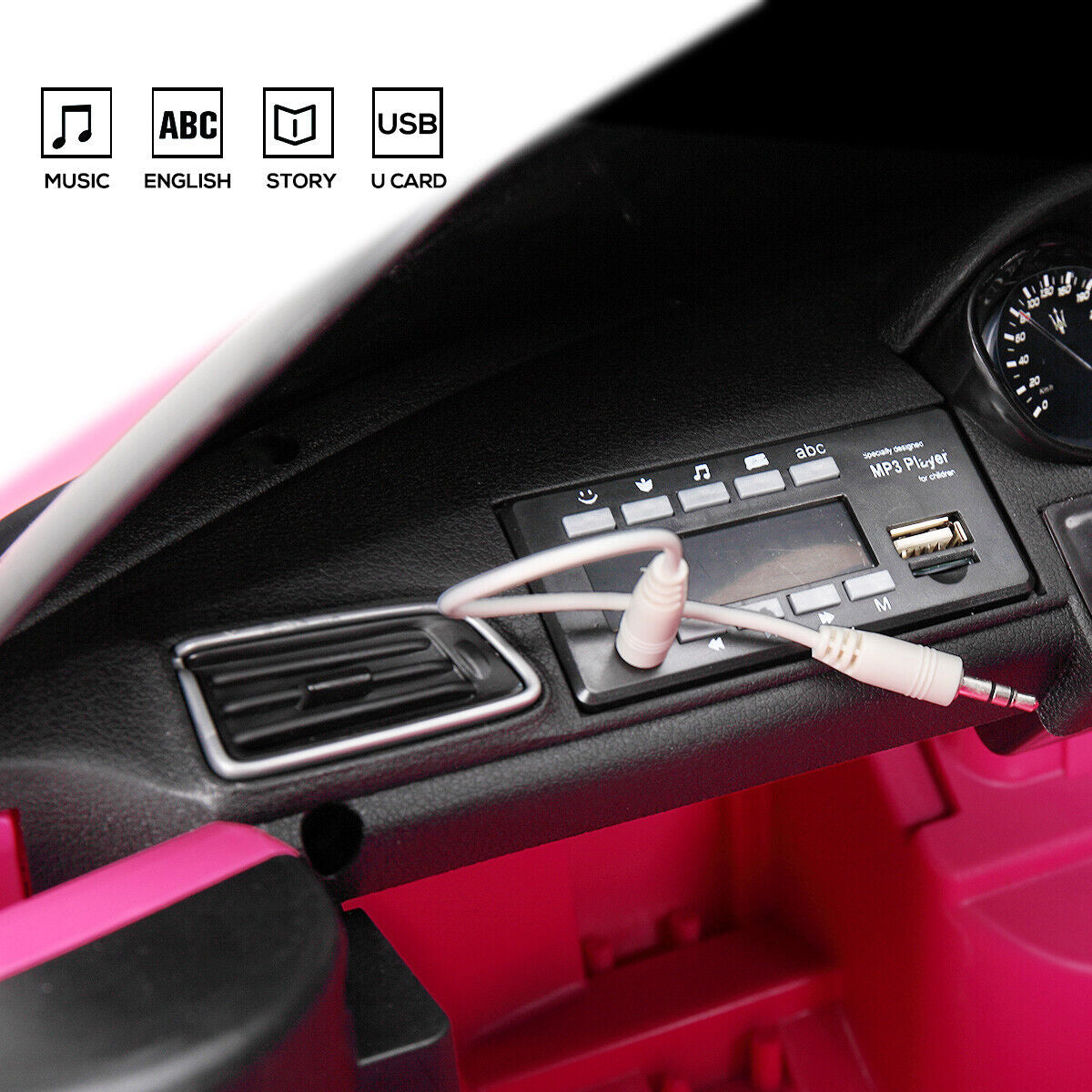 TOBBI 12V Kids Ride on Car Maserati Ghibli Electric Toy Girls Gift Pink W/RC