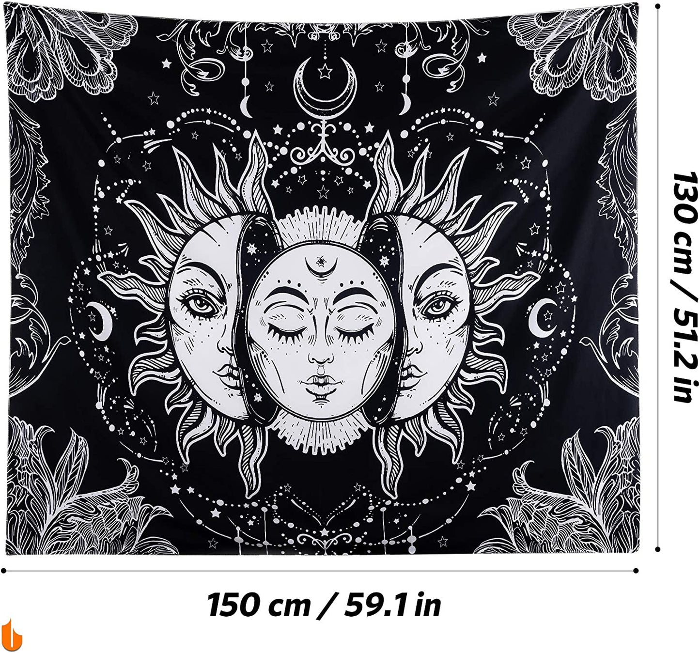 Not Fade Machine Washable Mandala Tapestry Wall Hanging Trippy Hippie Bohemian Psychedelic Wall Tapestry for Bedroom Living Room, Blue White, Small (28.7X37.4 Inches)(73X95 Cm)