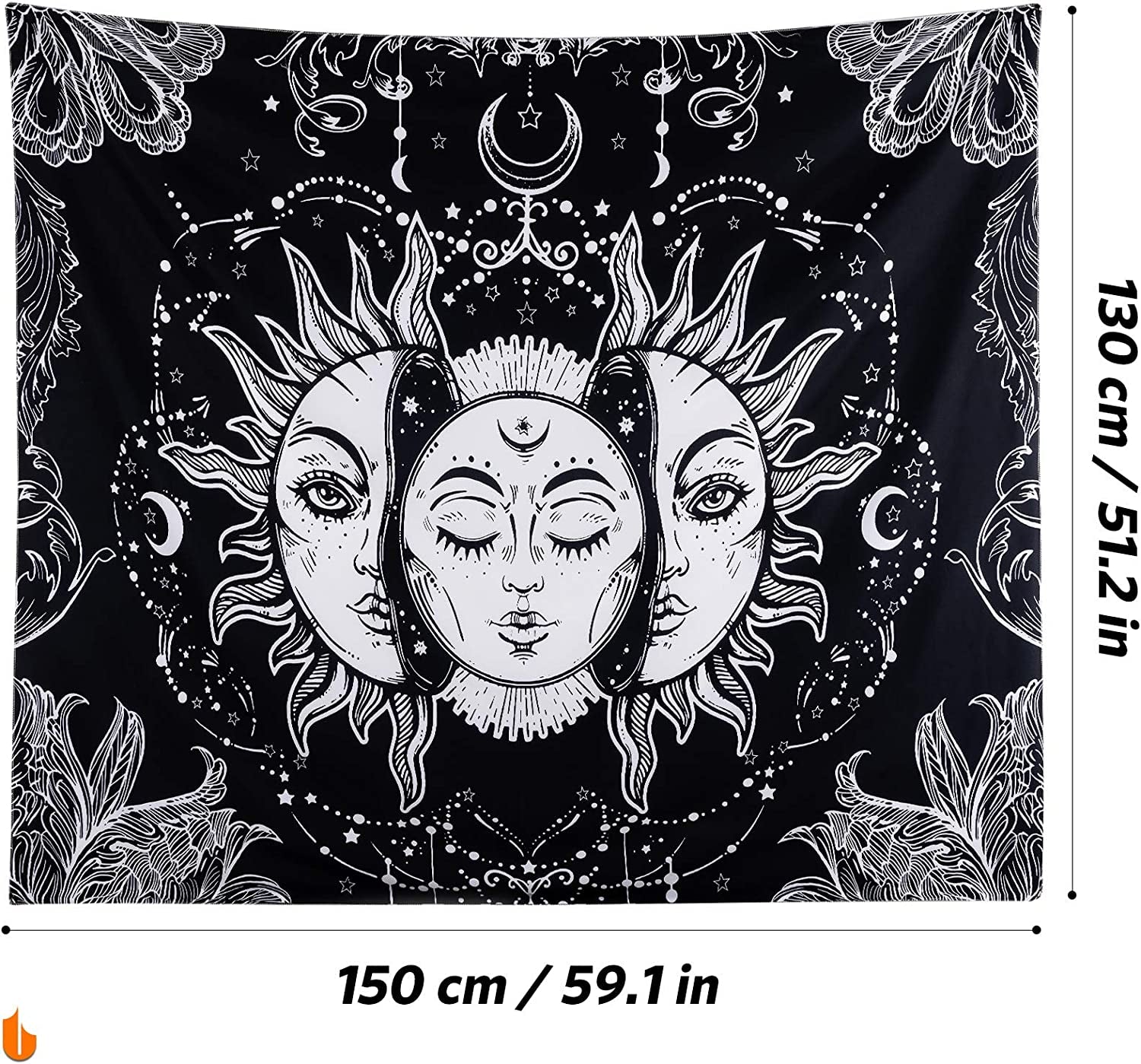 Not Fade Machine Washable Mandala Tapestry Wall Hanging Trippy Hippie Bohemian Psychedelic Wall Tapestry for Bedroom Living Room, Blue White, Small (28.7X37.4 Inches)(73X95 Cm)