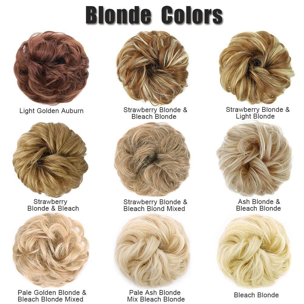 1PCS Messy Hair Bun Hair Scrunchies Extension Curly Wavy Messy Synthetic Chignon for Women Updo Hairpiece (Light Golden Auburn-30#)