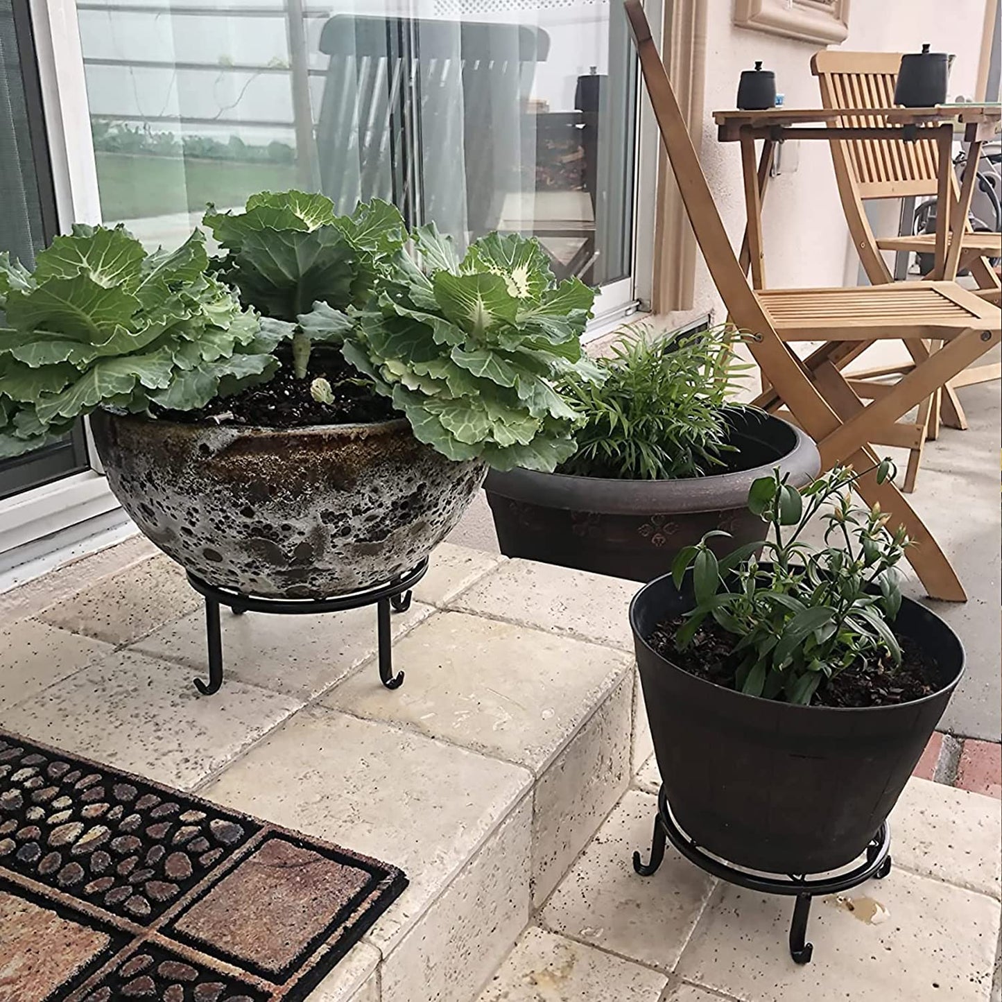5 Pack Metal Plant Stands,Heavy Duty Potted Holder for Flower Pot,Indoor Outdoor Metal Rustproof Iron Garden Container round Supports Rack for Planter…