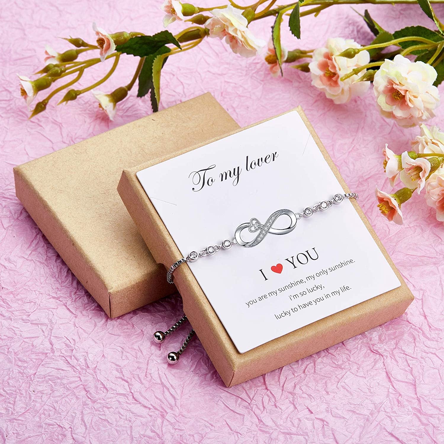 Infinity Love Bracelets for Women Girls, Birthday Christmas Jewelry Gifts for Mom Girlfriend Wife from Daughter Son