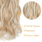Serect Hair Extension 20" Curly Wavy Invisible Wire Adjustable Hair Extensions Fish Line Flip in Synthetic Hairpiece for Women Bleach Blonde Mix Light Ash Blonde