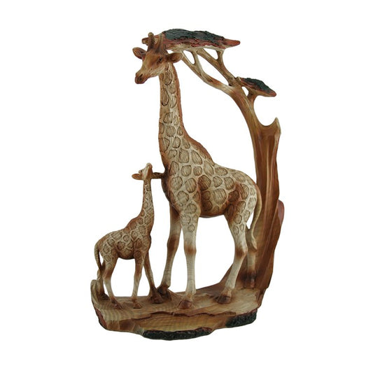 Zeckos Giraffe Family Carved Wood Look Resin Statue