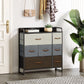 Dresser with 7 Drawers, Tall Dresser with Wood Top, 3-Tier Dresser Changeable Fabric Dresser Organizer Unit for Bedroom/Living Room/Closets，Multicolor