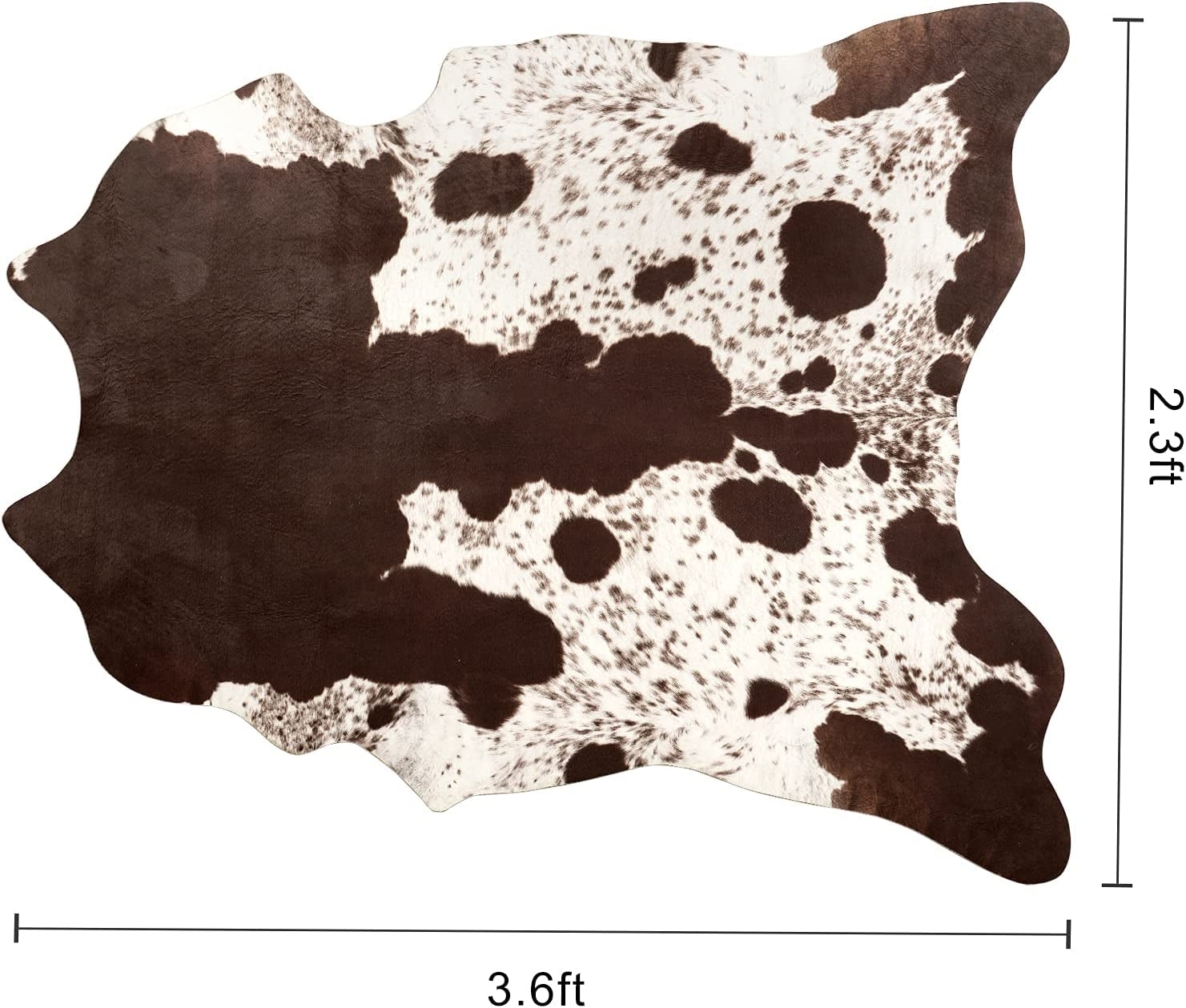 Cowhide Rug Faux Cow Print Area Rug for Bedroom, Faux Fur Animal Rug Cow Rugs for Living Room Non-Slip Cow Hide Carpet for Western Room Decor, White and Brown, 2.3Ft X 3.6Ft