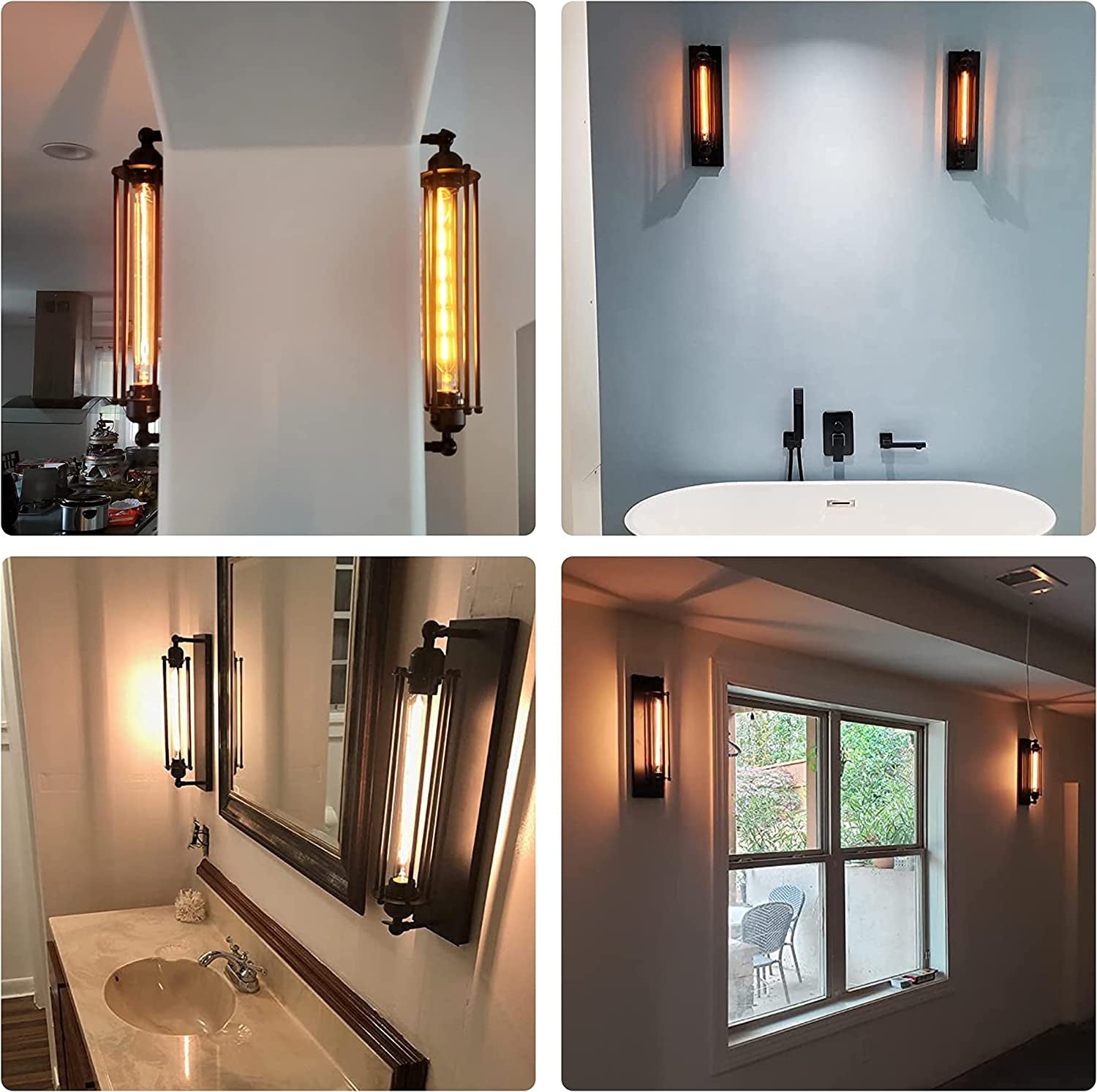 Sconces Wall Lighting, Industrial Black Wall Sconces Antique Wall Light Fixtures for Bedside, Bar, Restaurant, Hallway, Indoor&Outdoor Wall Decor, E26 & E27 Bar Lights, UL Approval, 2 Pack