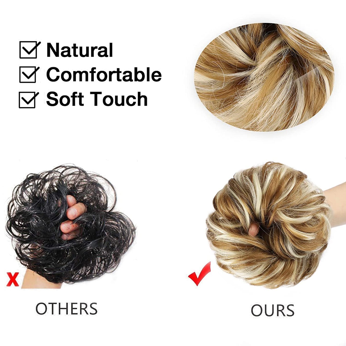 1PCS Messy Hair Bun Hair Scrunchies Extension Curly Wavy Messy Synthetic Chignon for Women Updo Hairpiece