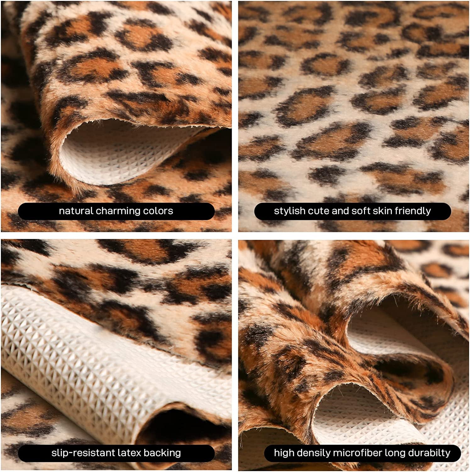 Leopard Rug Cheetah Print Rug Area Carpet Cute Western Decor Animal Skin Rugs for Living Room Bedroom Non-Slip 43.3" L X 29.5" W(3.6Ft X 2.4Ft)
