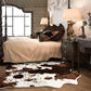 Cow Print Area Rugs Cowhide Rugs 4.6Ft X5.2Ft for Living Room Bedroom Western Decor, Cute Fluffy Cowhide Carpet Faux Fur Rug, Soft Fuzzy Rug for Home, Brown and White,(140*158Cm)
