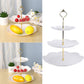 3 Pack 3 Tiers White Plastic Cupcake Stand Dessert Stand Tiered Serving Trays with Gold Rod - Round, Square, Flower