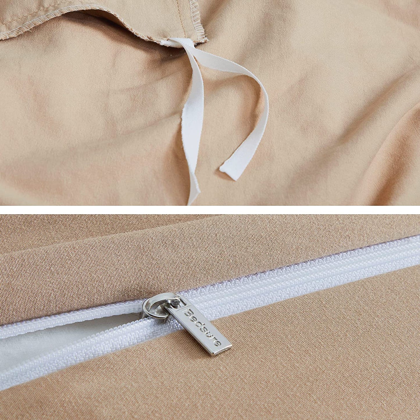 Khaki Duvet Covers Queen Size - Washed Duvet Cover, Soft Queen Duvet Cover Set 3 Pieces with Zipper Closure, 1 Duvet Cover 90X90 Inches and 2 Pillow Shams (No Comforter)