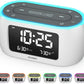 Glow Small Alarm Clock Radio for Bedrooms with 7 Color Night Light, Dual Alarm, Dimmer, USB Charger, Battery Backup, Nap Timer, FM Radio with Auto-Off Timer for Bedside（White）