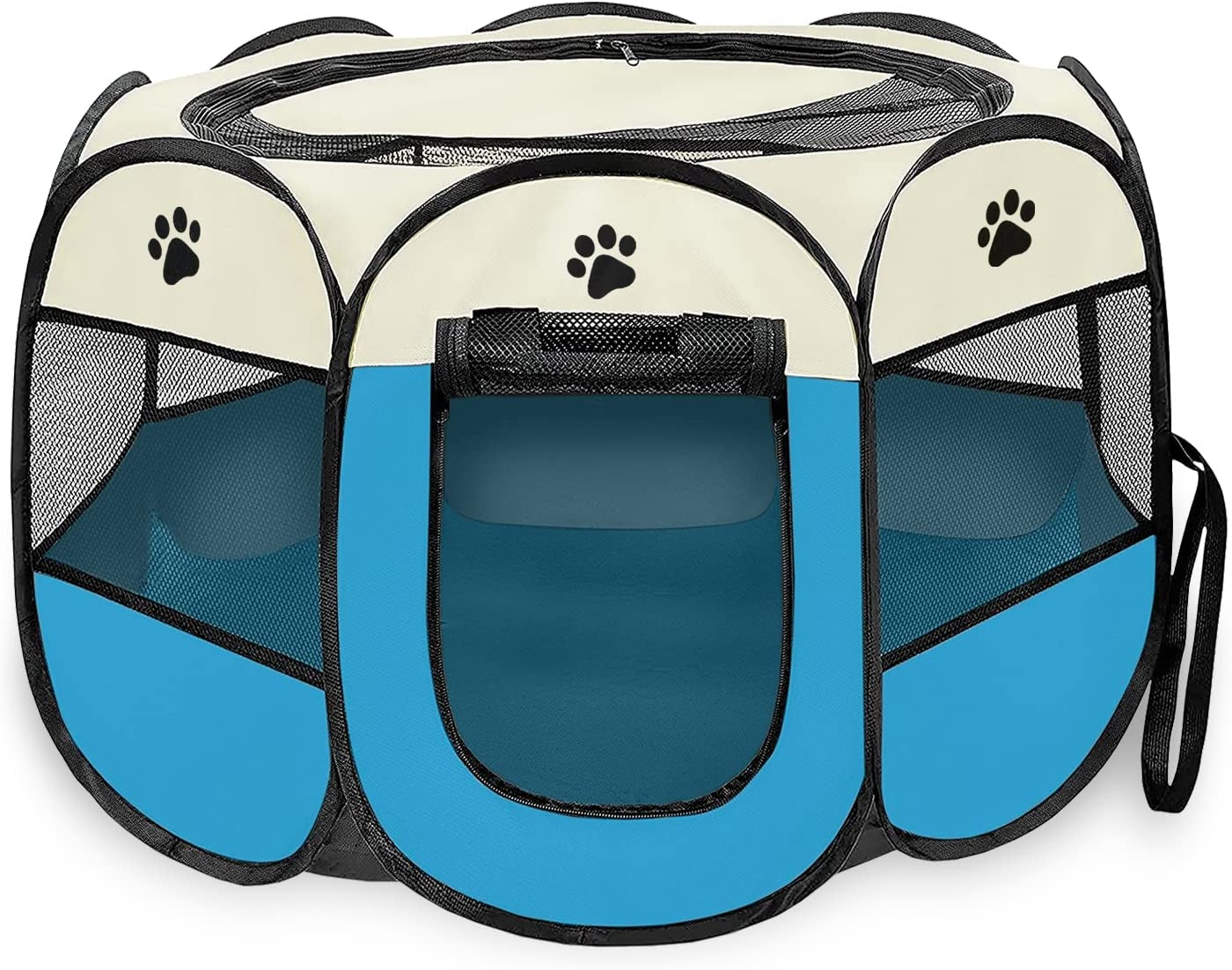 Portable Foldable Pet Puppy Playpen - Indoor Outdoor with Water Resistant Removable Shade Cover for Dog Cat Rabbit (Medium)
