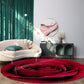 Area Rug 3.3Ft Round, Red Rose Flower Plant Kitchen Rugs Non Skid Area Indoor Floor Mat for Living Room, Bedroom