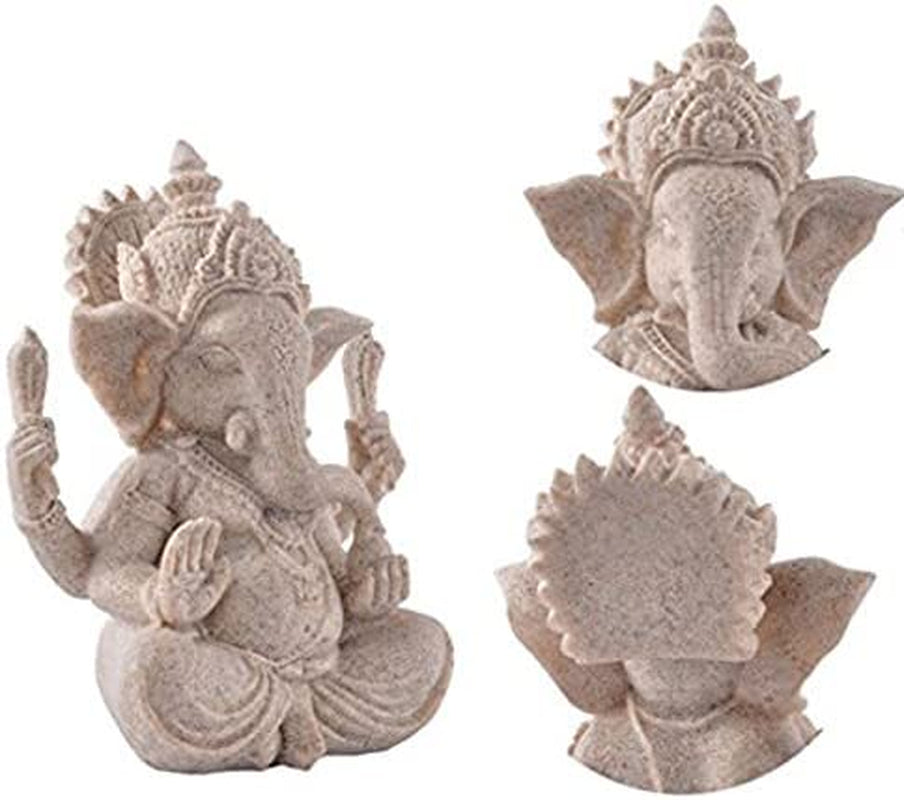 Elephant Statue Sculpture Sandstone Ganesha Buddha Handmade Figurine