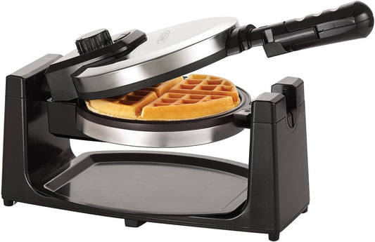 Classic Rotating Non-Stick Belgian Waffle Maker, Perfect 1" Thick Waffles, PFOA Free Non Stick Coating & Removeable Drip Tray for Easy Clean Up, Browning Control, Stainless Steel
