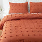 Terracotta Comforter Queen Comforter Set Burnt Orange Comforter Boho Comforter Tufted Pom Pom Ultra Soft Bed Set with 2 Pillow Cases All Season