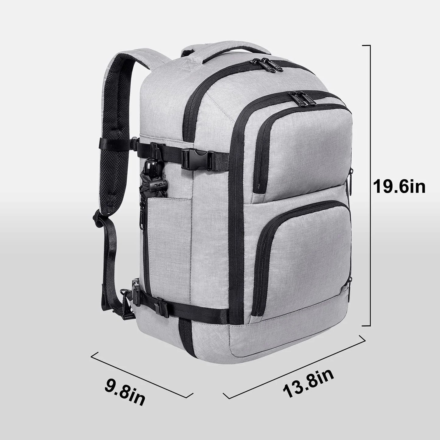 40L Travel Laptop Backpack for Men Women, Fit 17 Inch Notebook, Carry on Flight Approved Suitcase Backpack, Water Resistant Weekender Overnight Daypack, Grey