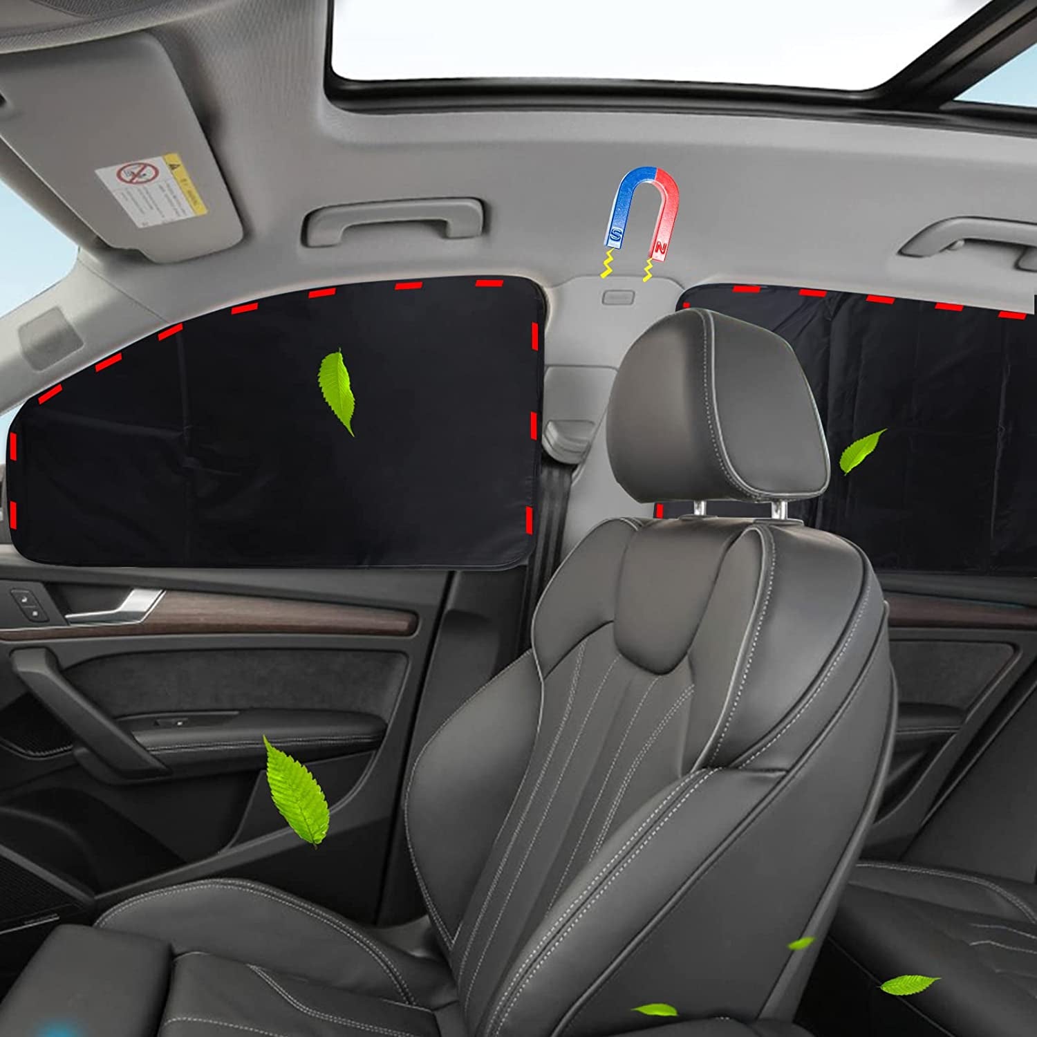 Car Window Shades - 4 Pcs Side Window Sun Shade Interior Sun Protection Curtains Magnetic Retractable Fordable Car Window Screen Auto Accessories