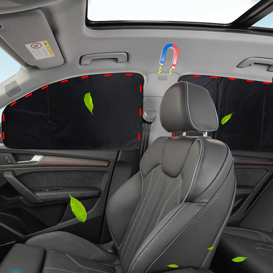 Car Window Shades - 4 Pcs Side Window Sun Shade Interior Sun Protection Curtains Magnetic Retractable Fordable Car Window Screen Auto Accessories