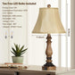 Set of 2 Farmhouse Table Lamp with USB Ports, 3-Way Dimmable Touch Control Lamps, Traditional Rustic Bedside Lamps with Outlet, Bedroom Bedside Lamps Nightstand Lamps for Living Room, Bulbs Included
