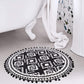 round Area Rugs 2Ft with Pom Pom Ball Fringe Black and Beige Soft Velvet Small Throw Rugs Non-Slip Boho Geometric Floor Carpet for Bedroom Living Room Bathroom Home Decor
