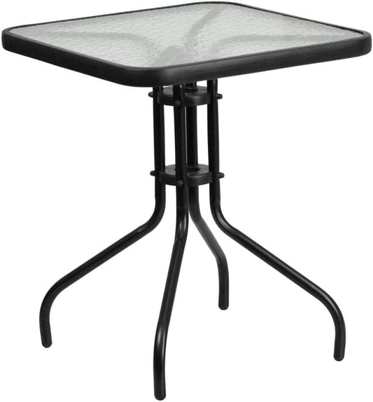 23.5'' Square Tempered Glass Metal Table