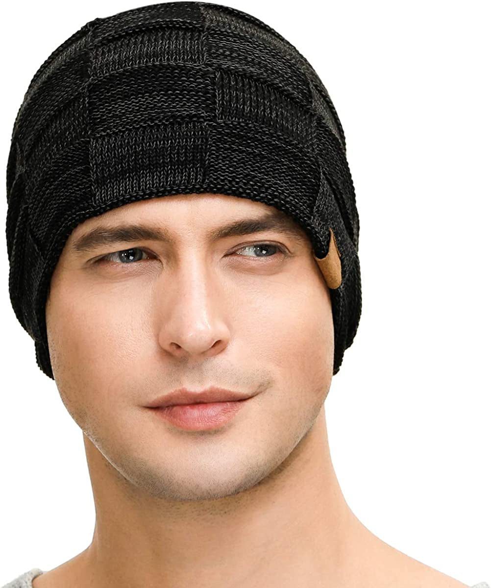 Slouchy Beanie for Men Winter Hats for Guys Cool Beanies Mens Lined Knit Warm Thick Skully Stocking Binie Hat