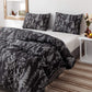 3 Pieces Queen Duvet Cover, Black Duvet Cover with White Plant Floral Duvet Cover Microfiber Soft Queen Bedding Set with Zipper Closure & 2 Pillow Cases