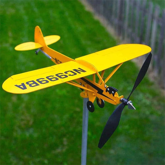 Piper J3 Cub Airplane Weathervane, Metal Weather Vane Decoration Gifts, for Any Garden Pergola Deck Gazebos or Yard, for Flight Lovers