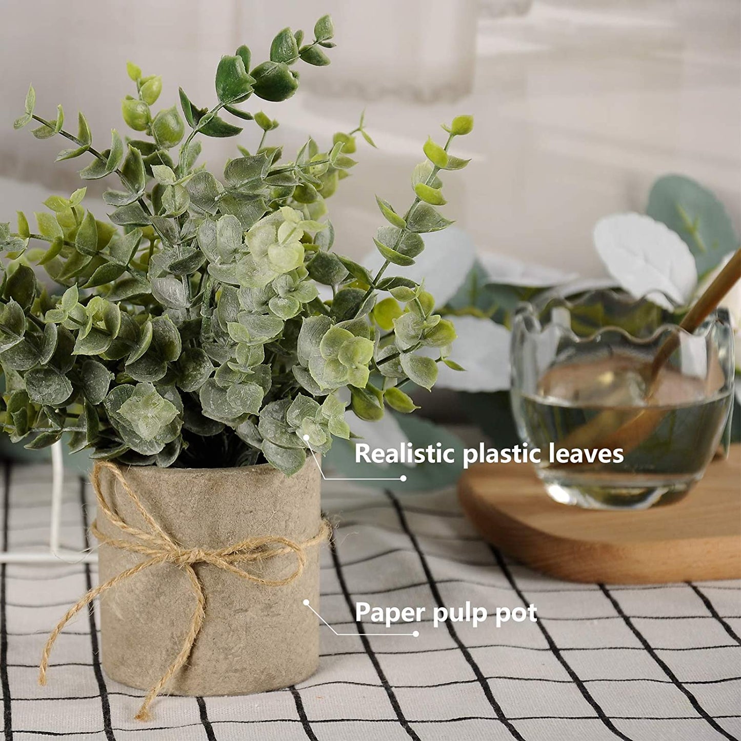 Small Fake Plants Mini Potted Artificial Plants Indoor for Home Office Farmhouse Kitchen Bathroom Table Decor