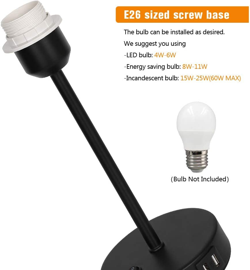 Table Lamp, Bedside Lamp Set of 2 with Dual USB Charging Ports, Modern Nightstand Light Perfect for Bedroom, Living Room, Study Room