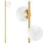 Mid Century Modern 2 Frosted Glass Globe Floor Lamp for Living Room,Contemporary LED Standing Light, Gold Corner Pole Lamp for Office Bedroom, Study Room, Hotel, Antique Brass Standing Lighting