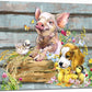 Farmhouse Wall Decor Pig Canvas Wall Art Bedroom Decor Ready to Hang Size 11.6X14.5